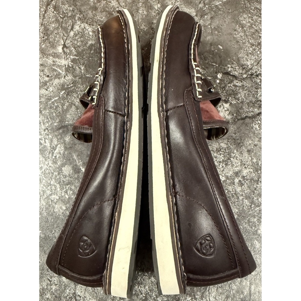 Ariat Brown and Burgundy Suede & Leather Loafers - Picture 6 of 13